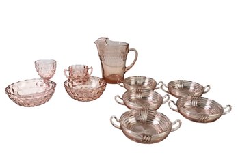 Collection Of Assorted Pink Depression Glass - #S18-3
