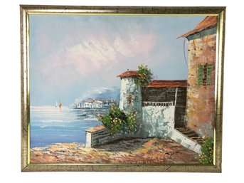 Mediterranean Landscape Oil On Canvas Painting, Signed W. Jones - #B4