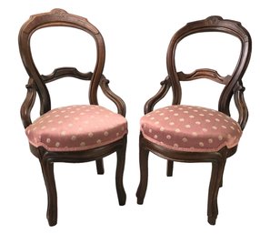 Eastlake Victorian Carved Walnut Accent Chairs With Original Horsehair Cushions - #BR