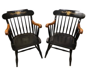 Tufts University Black Windsor Captain's Chairs By Nichols & Stone Co. (Set Of 2) - #BR