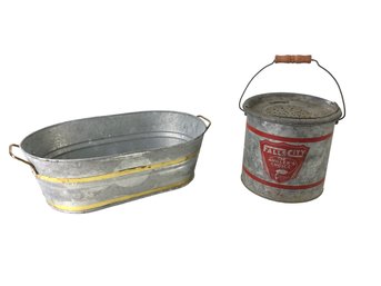 Falls City The Angler's Choice Galvanized Steel Bait Bucket No. 7810 & Tub - #S17-3