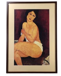 'Nude Sitting On A Divan, 1917' Framed Art Print By Amedeo Modigliani - #FF