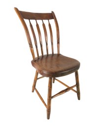 Rustic Farmhouse Curved Slat Back Wood Chair - #FF