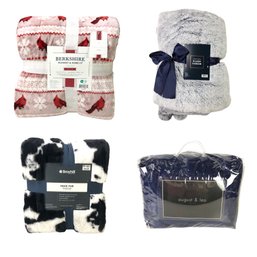 Collection Of Plush Throw Blankets & Berkshire Home Co. Queen Blanket/Sham Set (NEW) - #S19-4