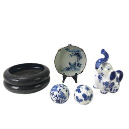 Pair Of Round Succulent Planters, Japanese Bowl, Elephant Pitcher By Formalities & More - #S18-3