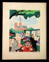'Paris - Les Quais' Gouache On Paper, Signed (Frederic Zeller) Kermorver - #S13-3L