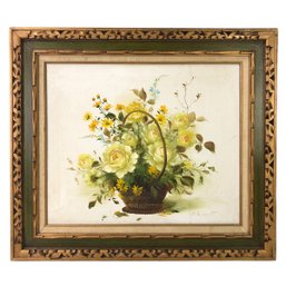 Signed Flower Bouquet Still Life Oil On Canvas Painting - #RBW-W