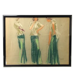 Fashion Design Pastel Drawing, Sascha Maurer (American, 1897-1961) - #A2