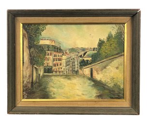 Urban French Landscape Oil On Canvas Painting, Signed - #A4