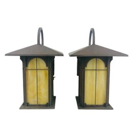 Mission Style Outdoor Wall Sconces With Opal Glass - #S10-1