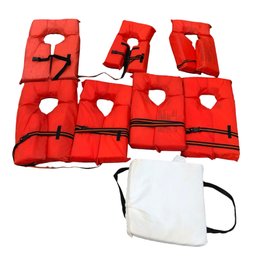 Collection Of Life Jackets, Boat Safety Throw Cushion And Storage Bag - #S15-4