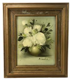 Signed A. Gallo White Rose Still Life Oil Painting On Canvas - #A10