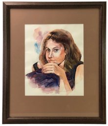 Female Portrait Watercolor Painting, Signed June Brantner - #S20-F