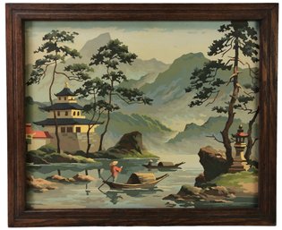 Vintage 1960s Japanese River Landscape Paint By Number - #FD