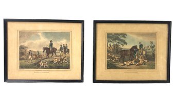 Antique British Hunting Scene Hand Colored Engravings, Republished By Edward Orme - #S11-3