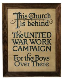 WWI 'This Church Is Behind The United War Work Campaign' Lithographic Poster - #A11