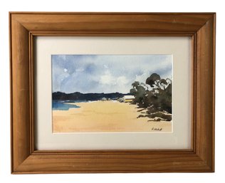 Coastal Landscape Watercolor Painting, Signed A. Hackett - #A9