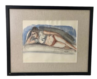 'Model Resting' Pencil & Watercolor On Paper, Moses Soyer (American, 1899-1974) - #RBW-W