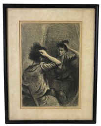 'Girl At Mirror' Lithograph, Raphael Soyer (Russian / American, 1899-1987) - #C2