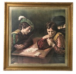 'The Cardsharps' Framed Art Print On Silk By Caravaggio - #S12-F