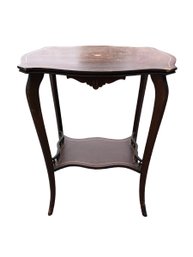 Vintage Inlaid Wood & Mother-Of-Pearl Accent Table - #FF