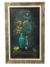 Framed Floral Still Life Oil On Canvas Painting - #B-4