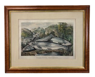 'Brook Trout, Just Caught' Hand Colored Lithograph By Currier & Ives (New York, 1834-1907) - #B-3