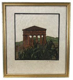 1964 Signed M.B. Robertson Limited Edition Lithograph, Temple Of Segesta, Italy - #A2