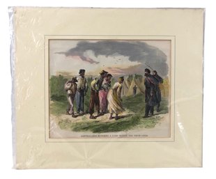 Civil War Hand Colored Engraving, 'Contrabands Entering Camp Within Union Lines' - #S28-3