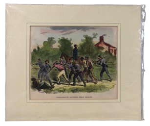 Hand Colored Engraving, 'Civil War Confederates Capturing Stray Negroes' - #S28-3