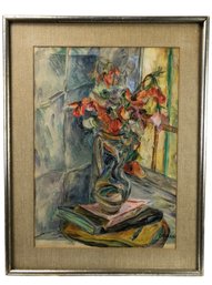 Mid-Century Impressionist Still Life Watercolor Painting, Signed Goiran - #B-3