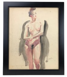 Female Nude Study Watercolor, Signed Sascha Maurer (German-American, 1891-1961) - #R3