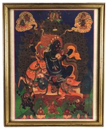 Framed Tibetan Mahakala Batik Art - #A8