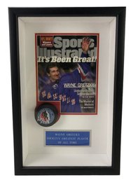 Signed Wayne Gretzky Sports Illustrated Cover & Hall Of Fame Hockey Puck - #S12-2