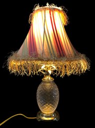 Glass Pineapple Table Lamp With Brass Accents (WORKS) - #S15-4