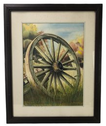 Wagon Wheel Watercolor Painting, Signed - #SW-7