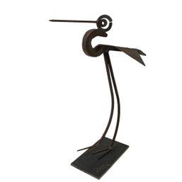 Welded Metal Heron Art Sculpture, Signed Bill Heise (American, 1942-2011) - #S9-5