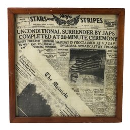 WWII Pacific Stars & Stripes Unconditional Surrender Of Japan Print On Silk - #A1