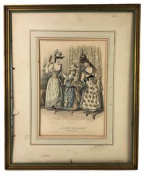 19th Century French Fashion Hand Colored Engraving, 'La Revue De La Mode' - #C2