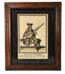 'Damon Playing The Angelic' Hand Colored Engraving (After) Nicolas Bonnart - #C2