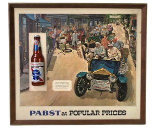 Vintage Pabst Blue Ribbon Beer First Automobile Race Sign - #SW-4