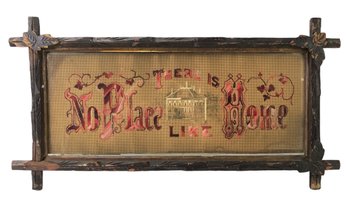 Framed Victorian Needlepoint Sampler 'No Place Like Home' - #LBW-W