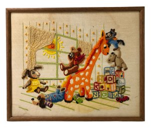 Vintage 'Playtime For Toys' Crewel Embroidery By Sunset Designs - #A3