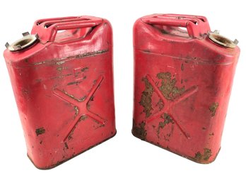Vintage Blitz Red Metal Jerry Cans (Set Of 2) - #BR