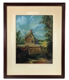 1946 Signed Pastel Landscape, (After) John Constable's 'Cottage In A Cornfield' - #B-3