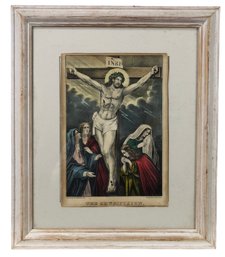 'The Crucifixion' 19th Century Hand Colored Lithograph By Currier & Ives - #A2