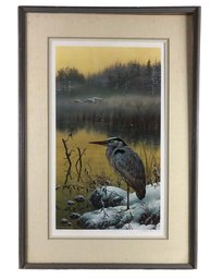 'Late Snow - Great Blue Heron' Limited Edition Print, Signed Carl Brenders - #SW-6