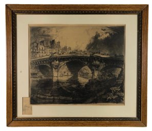 'The Pont Neuf, View Of The Monnaie Lock' Etching, Signed Louis Orr - #SW-7