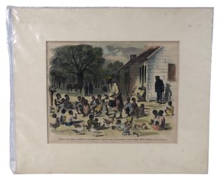 Harper's Weekly Original Hand Colored Engraving, 'Feeding Negro Children, Hilton Head' - #S28-3