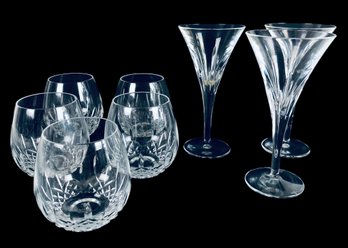 Collection Of Waterford Crystal Lismore Stemless Wine Glasses & Water Goblets - #S2-3